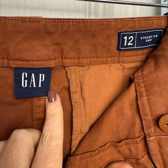 Gap Pants Womens 12 Brown Straight Up Khaki Preppy Stretch Cropped Cotton Twill - Picture 5 of 9
